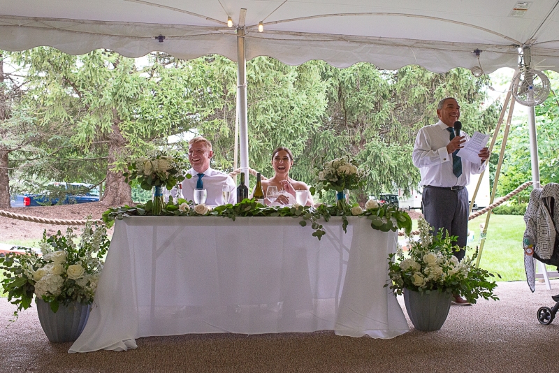 Repurpose Head Table with Church Flowers